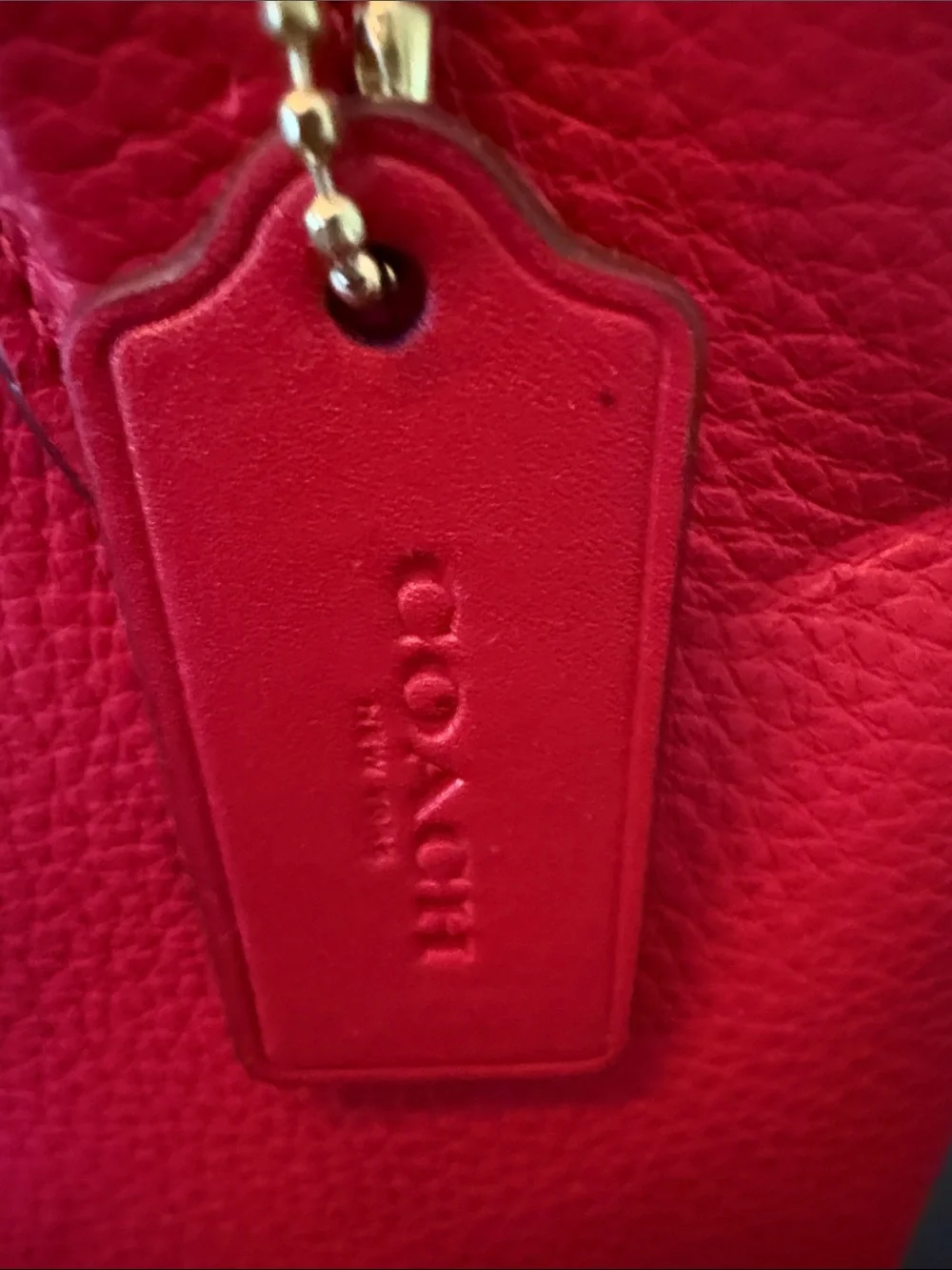 NWT Coach Pebbled Leather Mini Satchel in Bright Red with Gold Hardware
